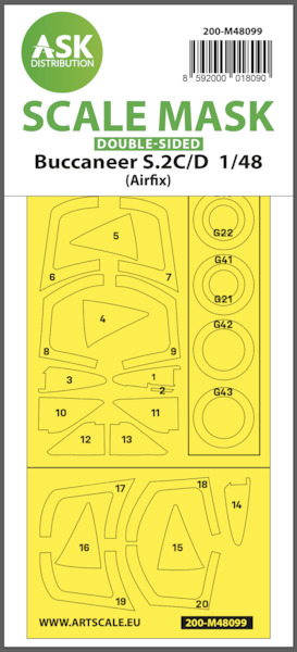 Masking Set Buccaneer S2C/D Canopy and wheels (Airfix) Double Sided 200-M48099