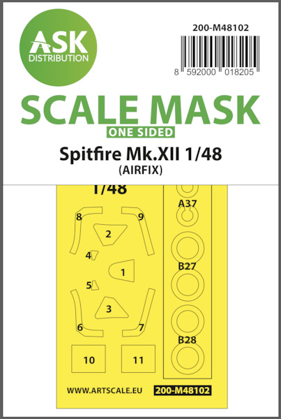 Masking Set Supermarine Spitfire MKXII (Airfix) Single sided  200-M48102