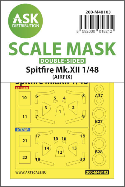 Masking Set Supermarine Spitfire MKXII (Airfix) Double sided 200-M48103
