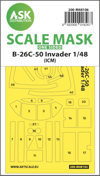 Douglas B26C-50 Invader Canopy and wheels (ICM) Single Sided 200-M48106