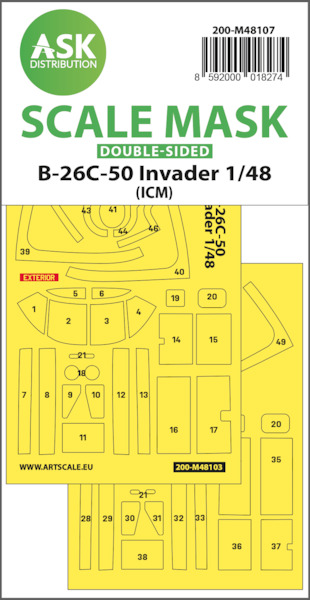 Douglas B26C-50 Invader Canopy  and wheels (ICM) Double Sided  200-M48107