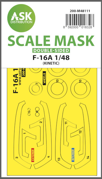 Masking Set F16A Fighting Falcon Canopy and wheels (Kinetic) Double Sided 200-M48111