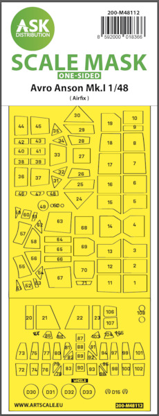 Masking Set Avro Anson MKI Canopy  and wheels (Airfix) Single Sided  200-M48112