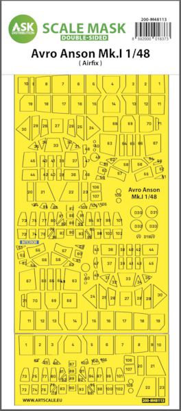 Masking Set Avro Anson MKI Canopy and wheels (Airfix) Double Sided 200-M48113
