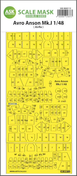 Masking Set Avro Anson MKI Canopy  and wheels (Airfix) Double Sided  200-M48113