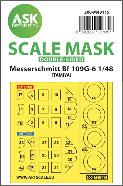 Masking Set Messerschmtt BF109G-6 Canopy  and wheels (Tamiya) Double Sided  200-M48115