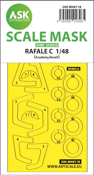 Masking Set Dassault Rafale C Canopy and wheels (Revell) Single Sided 200-M48118