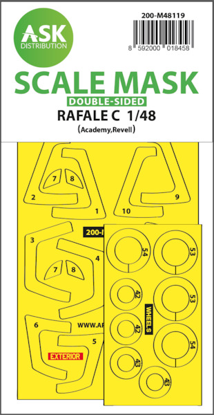 Masking Set Dassault Rafale C Canopy and wheels (Revell) Double Sided 200-M48119