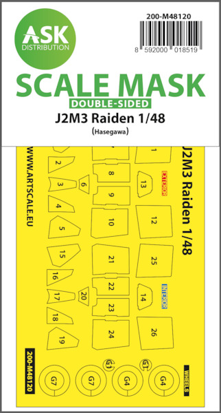 Masking Set Mitsubishi J2M-3 Raiden "Jack" Canopy and wheels (Hasegawa) Double Sided 200-M48120