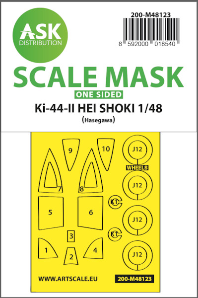 Masking Set Nakajima Ki44 -II Hei Shoki "Tojo" Canopy and wheels (Hasegawa) Single Sided 200-M48123