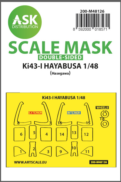 Masking Set Nakajima Ki43-I Hayabusa "Oscar"Canopy  and wheels (Hasegawa) Double Sided  200-M48126