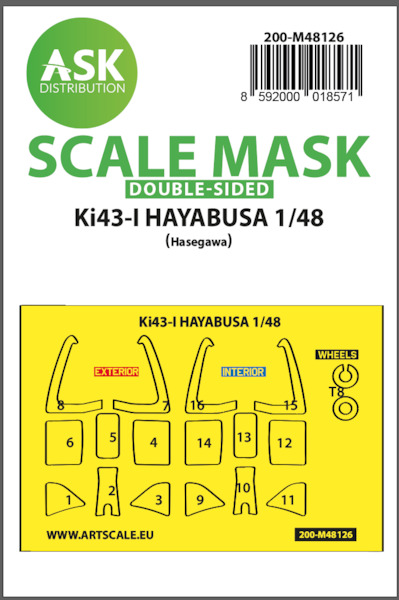 Masking Set Nakajima Ki43-I Hayabusa "Oscar"Canopy and wheels (Hasegawa) Double Sided 200-M48126