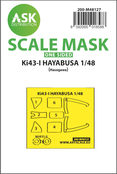 Masking Set Nakajima Ki43-I Hayabusa "Oscar"Canopy  and wheels (Hasegawa) Single Sided  200-M48127