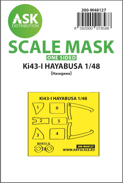 Masking Set Nakajima Ki43-I Hayabusa "Oscar"Canopy and wheels (Hasegawa) Single Sided 200-M48127