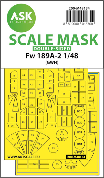 Masking Set Focke Wulf FW189A-2 "Uhu" Canopy and windows (Great Wall Hobby)Double Sided 200-M48134