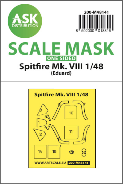 Masking Set Spitfire MKVIII (Eduard) Single Sided  200-M48141