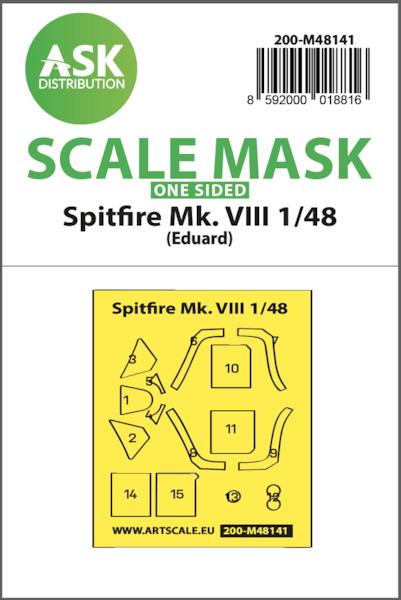 Masking Set Spitfire MKVIII (Eduard) Single Sided 200-M48141