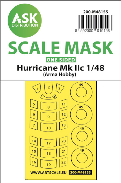 Masking Set Hawker Hurricane MKIIc (Arma Hobby) Single Sided 200-M48155