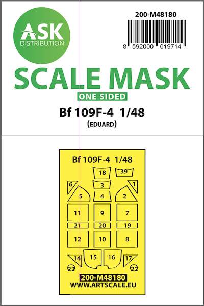Masking Set Messerschmitt Bf109F (Eduard) Single Sided 200-M48180