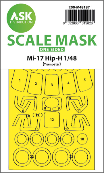 Masking Set Mil Mi17 Hip H (Trumpeter) Single Sided 200-M48187