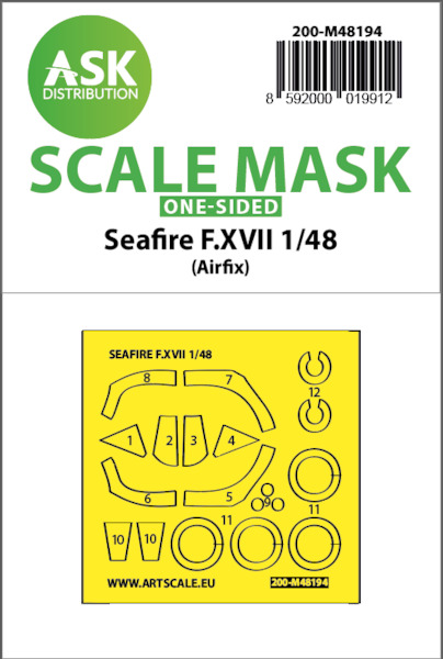 Masking Set Supermarine Spitfire F. Mk.XVII (Airfix) One Sided 200-M48194