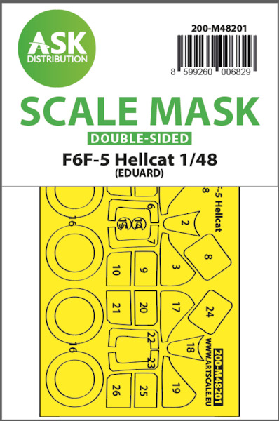 Masking Set Grumman F6F-5 Hellcat canopy and wheels (Eduard) - Double Sided 200-M48201