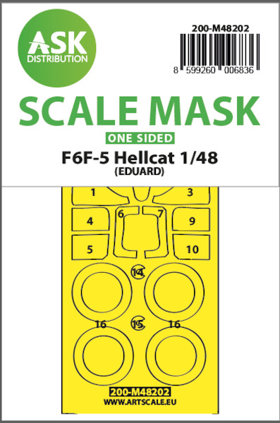 Masking Set Grumman F6F-5 Hellcat canopy and wheels (EDUARD) - One Sided  200-M48202