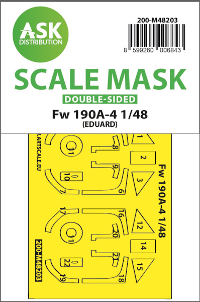 Masking Set Focke Wulf FW190A-4 canopy and wheels (Eduard) - Double Sided 200-M48203
