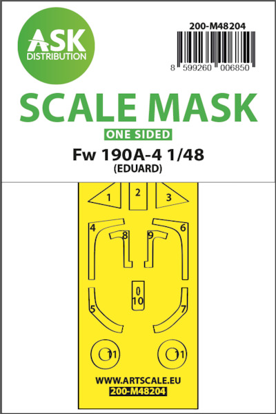 Masking Set Focke Wulf FW190A-4 canopy and wheels (Eduard) - Single Sided 200-M48204