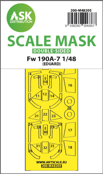 Masking Set Focke Wulf FW190A-7 canopy and wheels (Eduard) - Double Sided 200-M48205