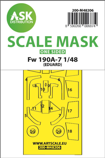 Masking Set Focke Wulf FW190A-7 canopy and wheels (Eduard) - Single Sided  200-M48206