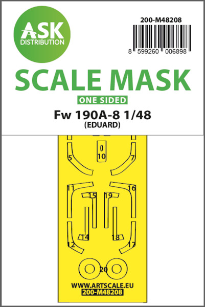 Masking Set Focke Wulf FW190A-8 canopy and wheels (Eduard) - Single Sided 200-M48208
