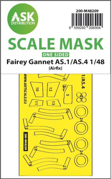 Masking Set Fairey Gannet AS.1/AS.4 canopy and wheels (Airfix) - Single Sided  200-M48209