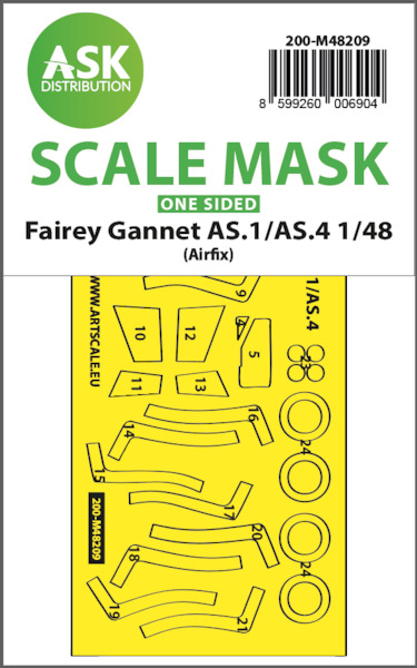 Masking Set Fairey Gannet AS.1/AS.4 canopy and wheels (Airfix) - Single Sided 200-M48209
