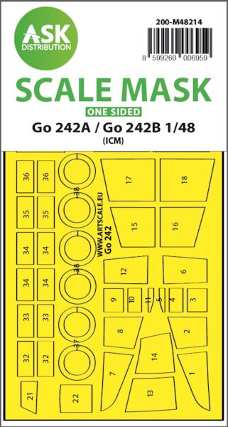 Masking Set Gotha Go242A/Go242B  canopy and wheels (ICM) - Single Sided  200-M48214