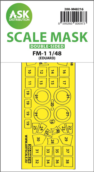 Masking Set Grumman FM1 Wildcat canopy and wheels (Eduard) - Double Sided  200-M48216