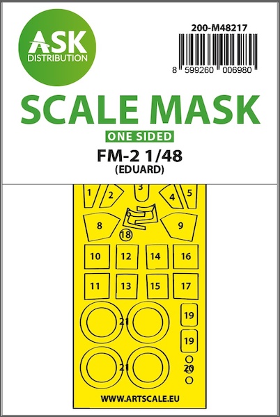 Masking Set Grumman FM2 Wildcat canopy and wheels (Eduard) - Single Sided  200-M48217