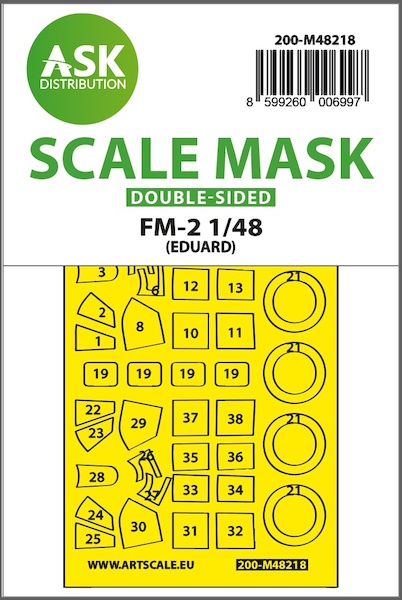 Masking Set Grumman FM2 Wildcat canopy and wheels (Eduard) - Double Sided  200-M48218