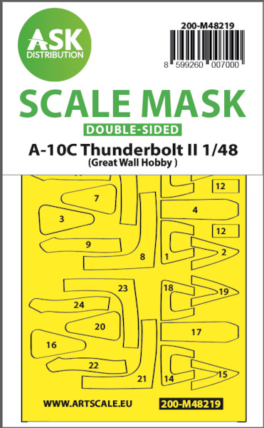 Masking Set Fairchild A10C Thunderbolt II canopy and wheels (Great Wall Hobby) - Double Sided  200-M48219