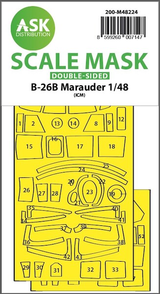 Masking Set B26B Marauder canopy and other glassparts (IICM) - Double Sided Sided  200-M48224
