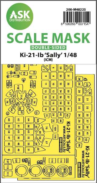 Masking Set Ki21-1b "Sally" canopy, Wheels and other glassparts (ICM) - Double Sided Sided  200-M48225