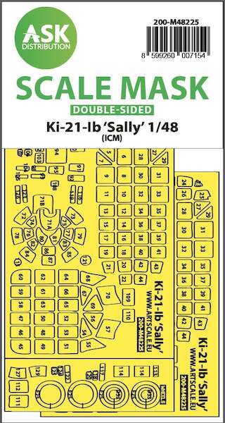 Masking Set Ki21-1b "Sally" canopy, Wheels and other glassparts (ICM) - Double Sided Sided 200-M48225