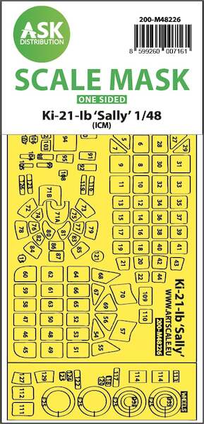 Masking Set Ki21-1b "Sally" canopy, wheels and other glassparts (ICM) - Single Sided  200-M48226