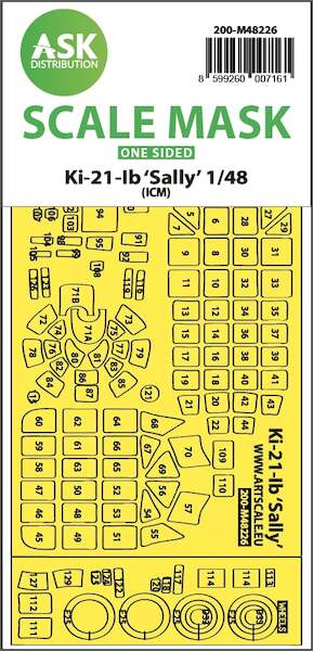 Masking Set Ki21-1b "Sally" canopy, wheels and other glassparts (ICM) - Single Sided 200-M48226