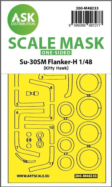 Masking Set Sukhoi Su30SM Flanker H Canopy, Wheels (Kitty Hawk) Single Sided 200-M48233