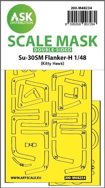 Masking Set Sukhoi Su30SM Flanker H Canopy, Wheels (Kitty Hawk) Double Sided 200-M48234