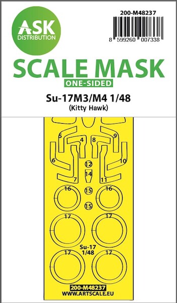 Masking Set Sukhoi Su17M3-M4 Fitter Canopy, Wheels (Kitty Hawk) Single Sided 200-M48237