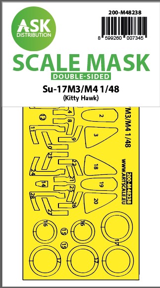 Masking Set Sukhoi Su17M3-M4 Fitter  Canopy, Wheels (Kitty Hawk) double Sided  200-M48238