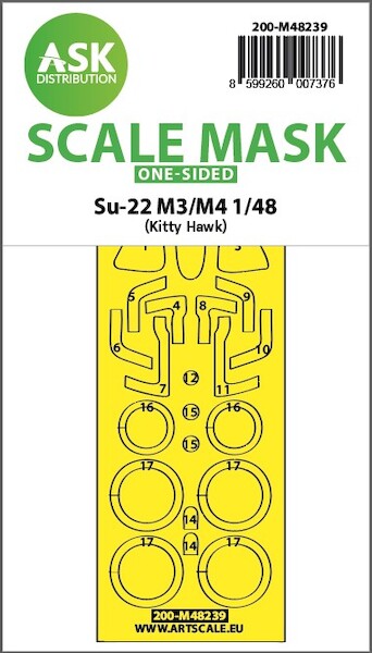 Masking Set Sukhoi Su22M3-M4 Fitter  Canopy, Wheels (Kitty Hawk) Single Sided  200-M48239