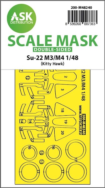 Masking Set Sukhoi Su22M3-M4 Fitter  Canopy, Wheels (Kitty Hawk) Double Sided  200-M48240